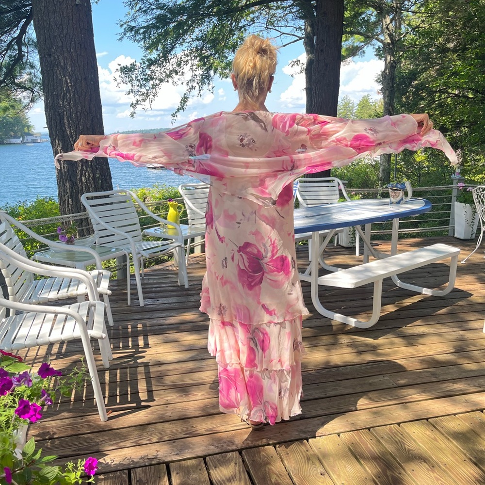 Capri by Mon Cheri Pink Floral Maxi Dress